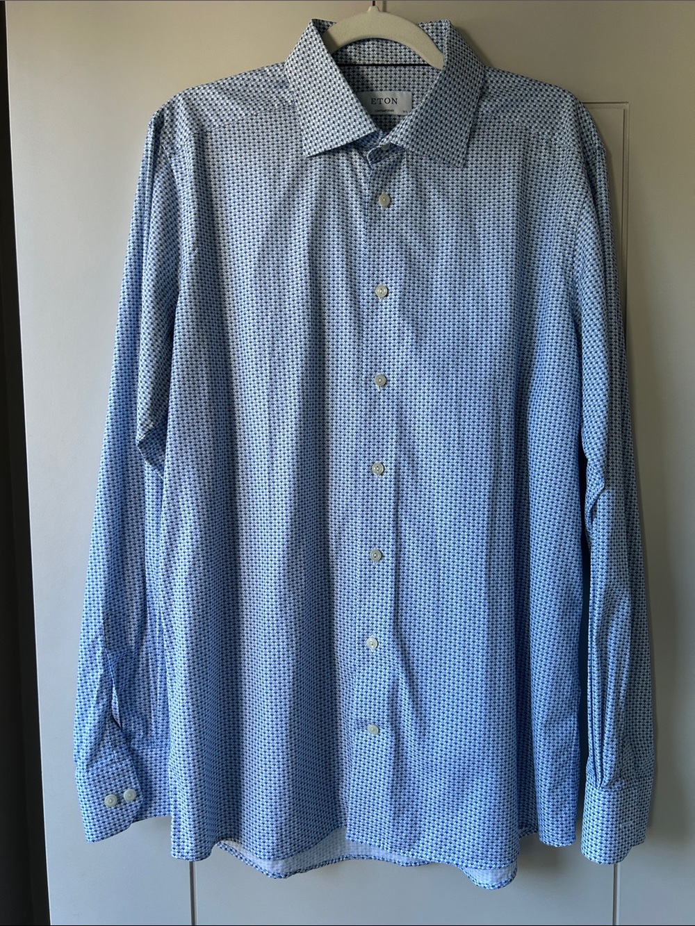 Eton Light Blue Dress Shirt with Micro Geometric Print
